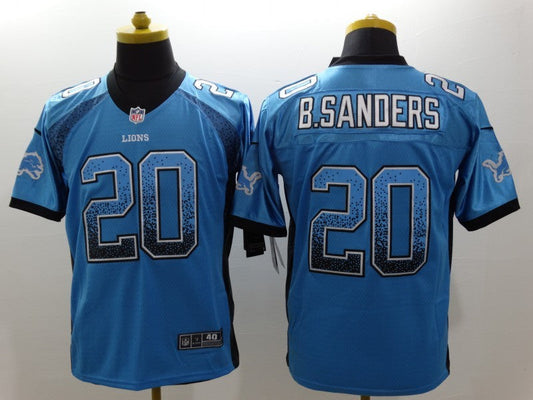 Men's Detroit Lions Barry Sanders #20 Blue Game Jersey1
