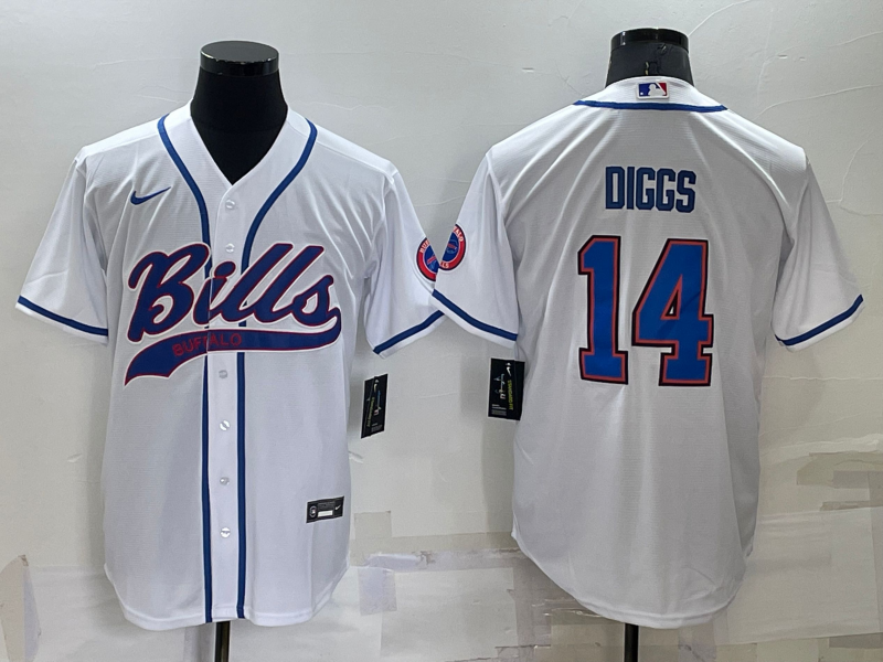 Men's Buffalo Bills Stefon Diggs #14 White Game Jersey1 Joint Edition