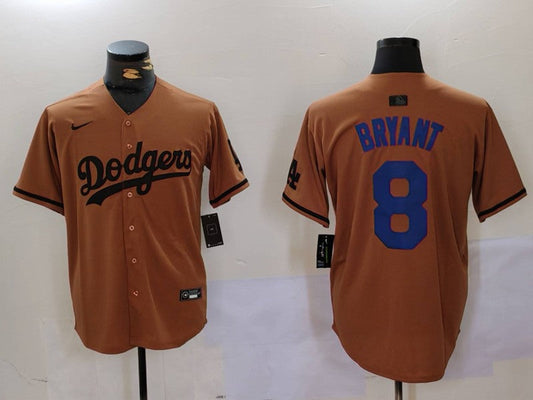 Men's Los Angeles Dodgers Kobe Bryant #8 Brown Replica Player jersey