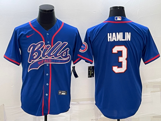 Men's Buffalo Bills Damar Hamlin #3 Royal Game Jersey1 Joint Edition