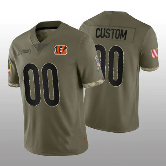 Custom1 Cincinnati Bengals Olive 2022 Salute To Service Limited Jersey1 American Stitched Football Jerseys