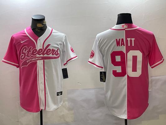 Men's Pittsburgh Steelers T.J. Watt #90 Pink/White Game jersey