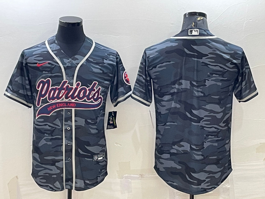 Men's New England Patriots Grey Camouflage Blank jersey