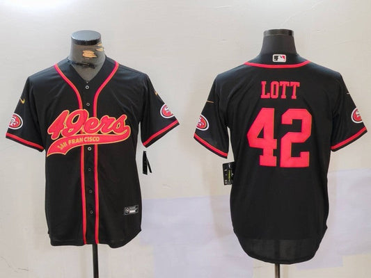 Men's San Francisco 49ers Ronnie Lott #42 Black Game Player jersey