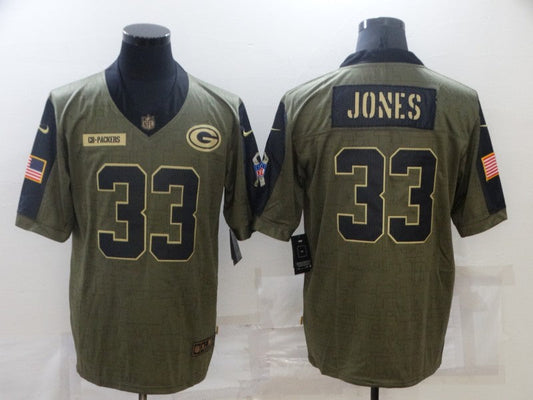 Men's Green Bay Packers Aaron Jones #33 Brown Game Player Jersey1