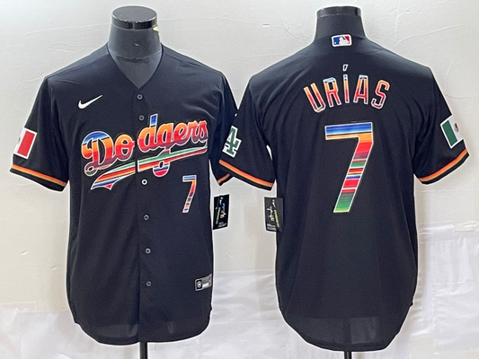Men's Los Angeles Dodgers Julio Urias #7 Black Alternate Replica Game jersey