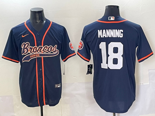 Men's Denver Broncos Peyton Manning #18 Navy Game Player Jersey