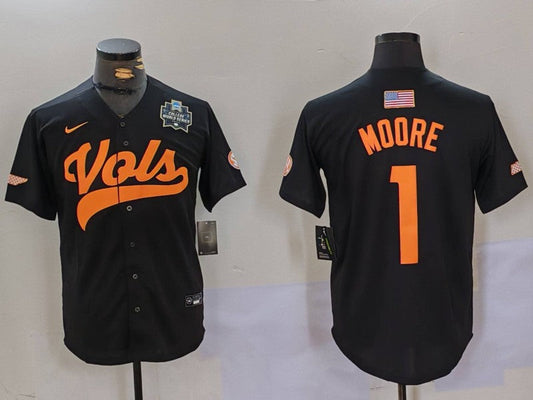 Men's Tennessee Volunteers Christian Moore #1 Black Game Jersey