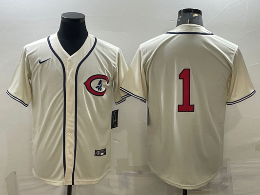 Men's Chicago Cubs Kosuke Fukudome #1 Cream Player Name jersey