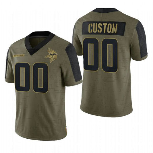 custom Minnesota Vikings Olive 2021 Salute To Service Limited Football Jerseys