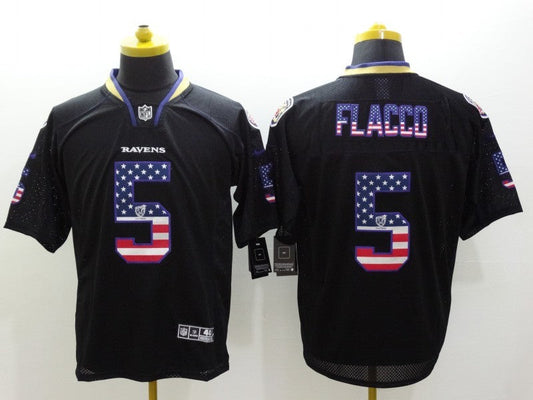 Men's Baltimore Ravens Joe Flacco #5 Black Game Player Jersey1