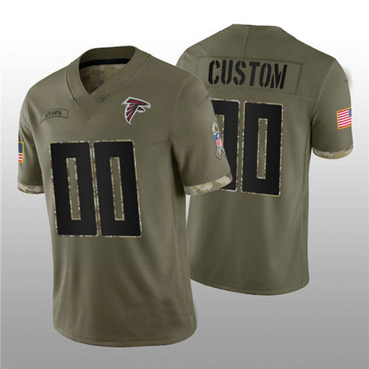 Custom1 Atlanta Falcons ACTIVE PLAYER 2022 Olive Salute To Service Limited Stitched Jersey1 Football Jerseys