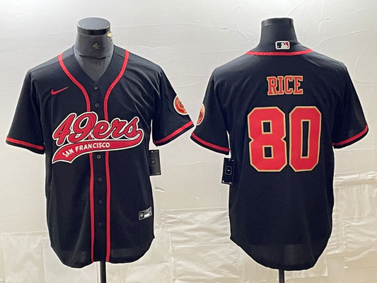 Men's San Francisco 49ers Jerry Rice #80 Black Fashion jersey Joint Edition