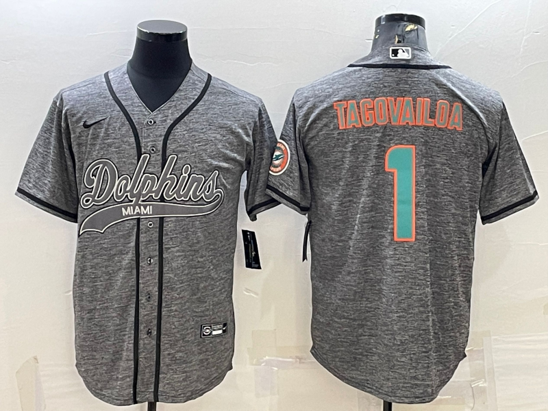 Men's Miami Dolphins Tua Tagovailoa #1 Gray Game jersey Joint Edition