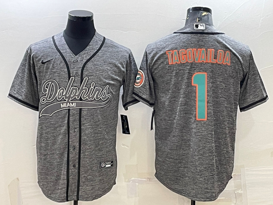 Men's Miami Dolphins Tua Tagovailoa #1 Gray Game jersey Joint Edition