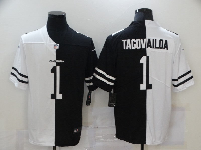 Men's Miami Dolphins Tua Tagovailoa #1 Black/White Game jersey