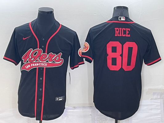 Men's San Francisco 49ers Jerry Rice #80 Black Game jersey Joint Edition