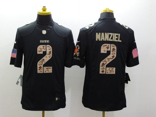 Men's Cleveland Browns Johnny Manziel #2 Black Player Game Jersey1