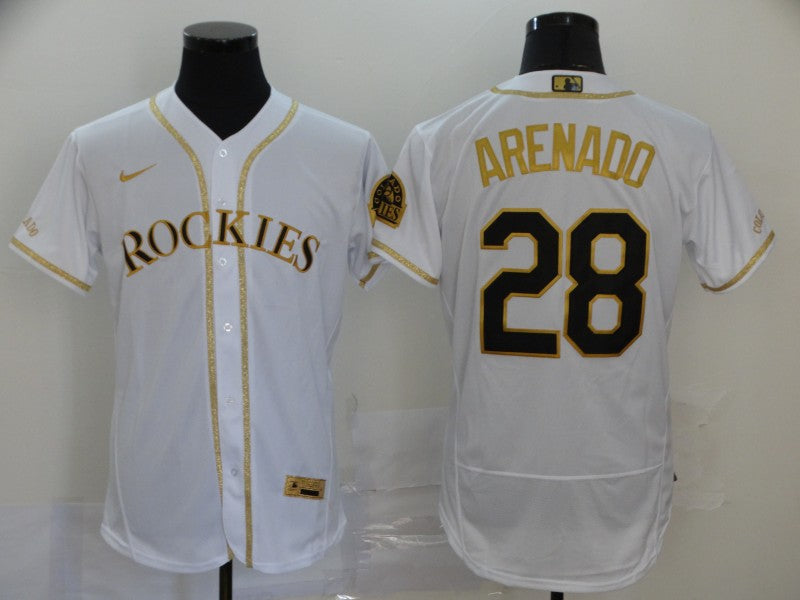 Men's Colorado Rockies Nolan Arenado #28 White Replica Team jersey