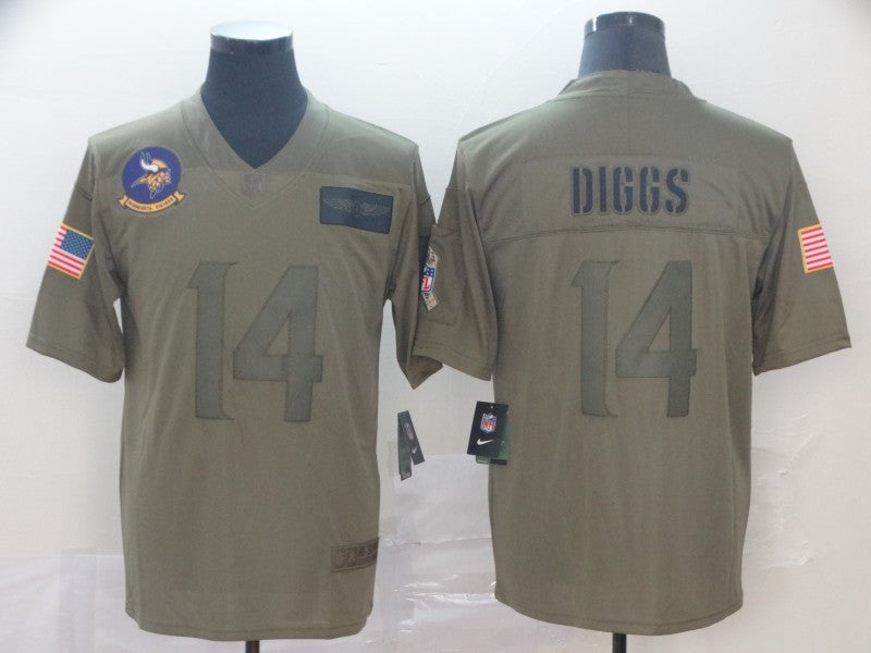 Men's Minnesota Vikings Stefon Diggs #14 Brown Game jersey