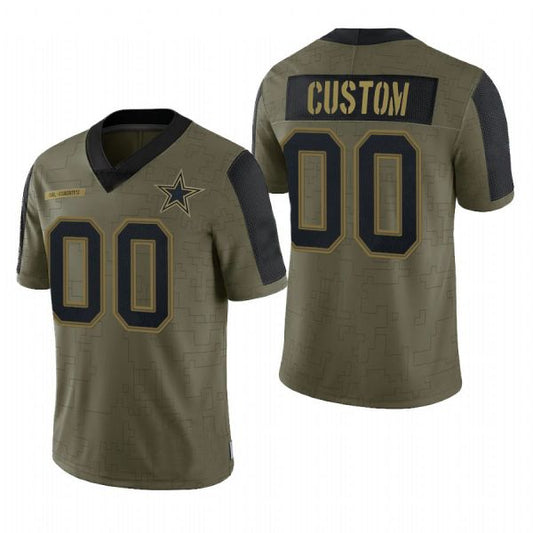 Custom1 Dallas Cowboys Olive 2021 Salute To Service Limited Football Jersey1