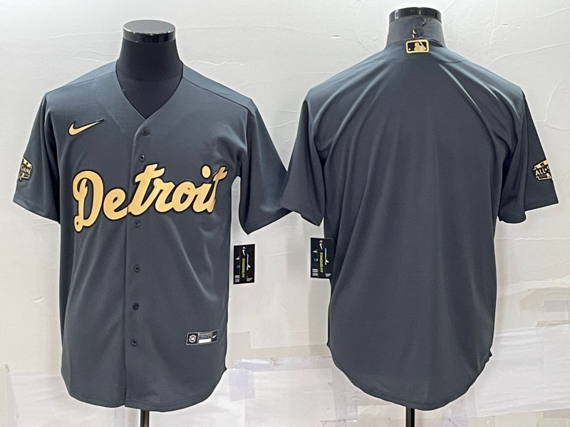 Men's Detroit Tigers Dark Gray Blank Replica Jersey1
