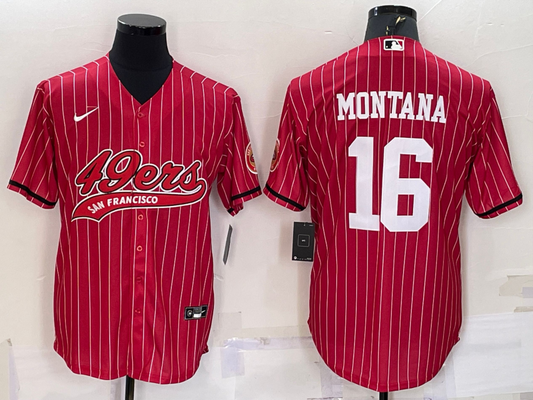 Men's San Francisco 49ers Joe Montana #16 Red Player jersey Joint Edition