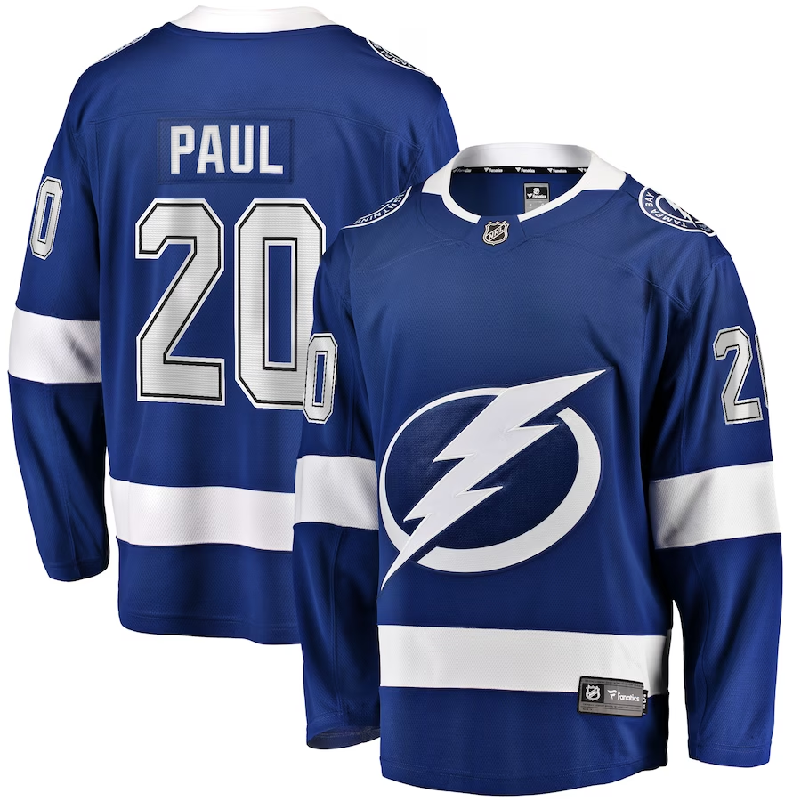 Men's Tampa Bay Lightning Nick Paul #20 Blue Player jersey