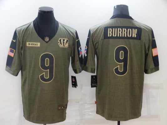 Men's Cincinnati Bengals Joe Burrow #9 Brown Game Player Jersey1