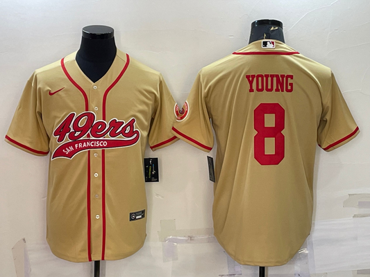 Men's San Francisco 49ers Steve Young #8 Gold Game jersey Joint Edition