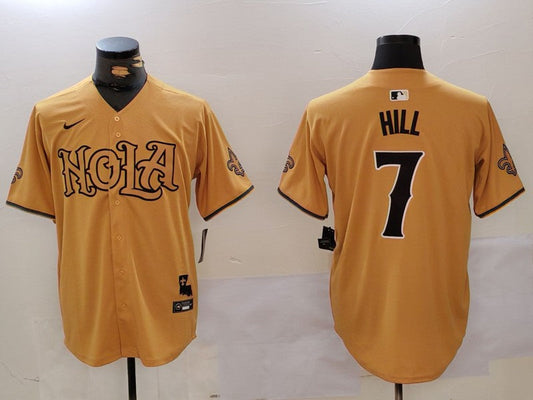 Men's New Orleans Saints Taysom Hill #7 Yellow Game Player jersey