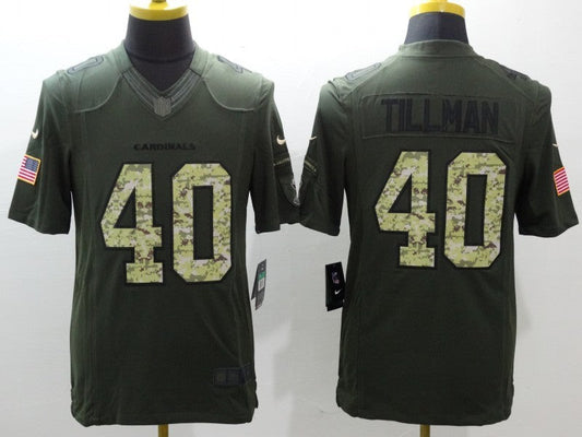 Men's Arizona Cardinals Pat Tillman #40 Army Green Game Jersey1