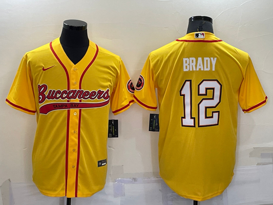Men's Tampa Bay Buccaneers Tom Brady #12 Yellow Game jersey Joint Edition