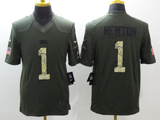 Men's Carolina Panthers Cam Newton #1 Army Green Game Jersey1