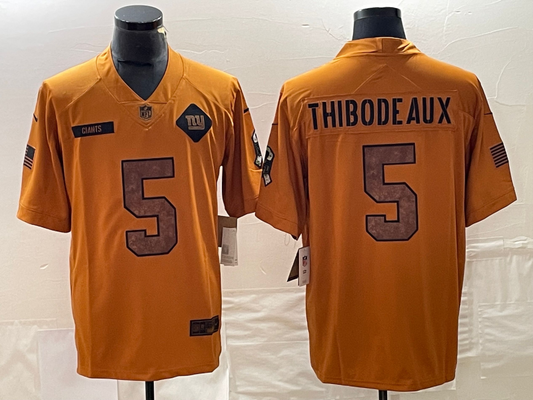 Men's New York Giants Kayvon Thibodeaux #5 Brown 2023 Salute To Service Limited jersey