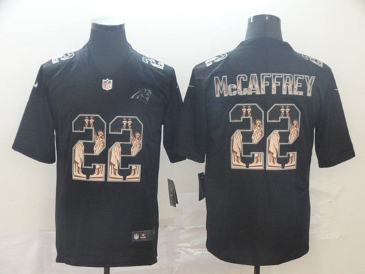 Men's Carolina Panthers #22 Christian McCaffrey Black Authentic Game Jersey1