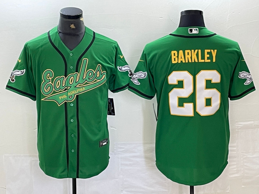 Men's Philadelphia Eagles Saquon Barkley #26 Kelly Green Player jersey Joint Edition