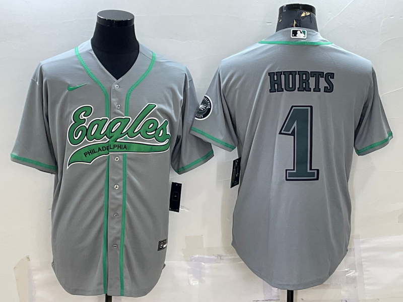 Men's Philadelphia Eagles Jalen Hurts #1 Gray Game jersey Joint Edition
