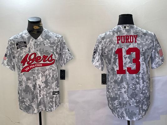 Men's San Francisco 49ers Brock Purdy #13 Arctic Camo Salute to Service Limited jersey