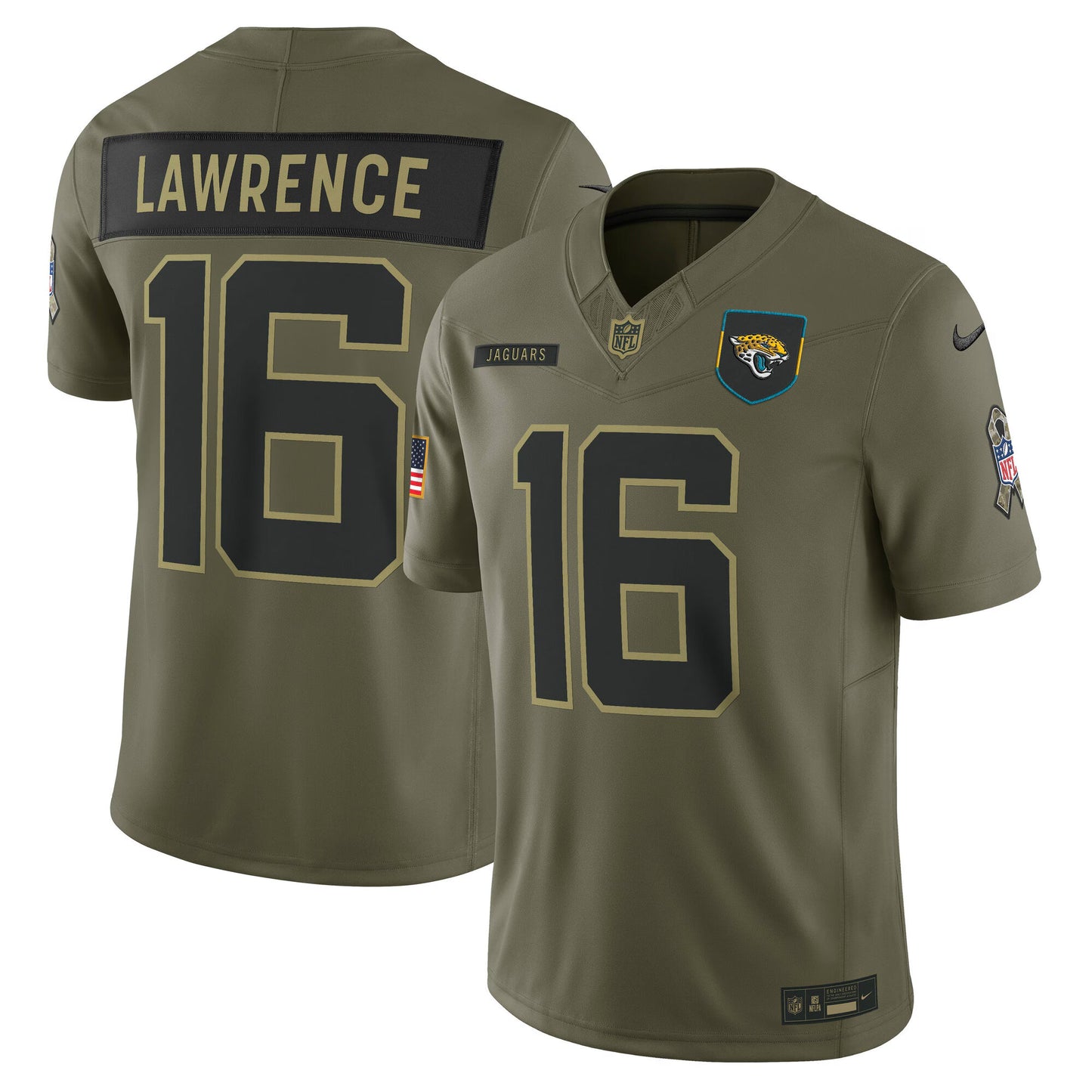 Jacksonville Jaguars Trevor Lawrence Olive 2025 Salute to Service Limited Jersey