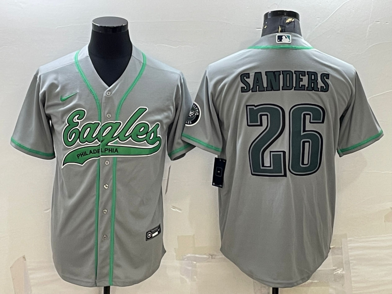 Men's Philadelphia Eagles Miles Sanders #26 Gray Game jersey Joint Edition