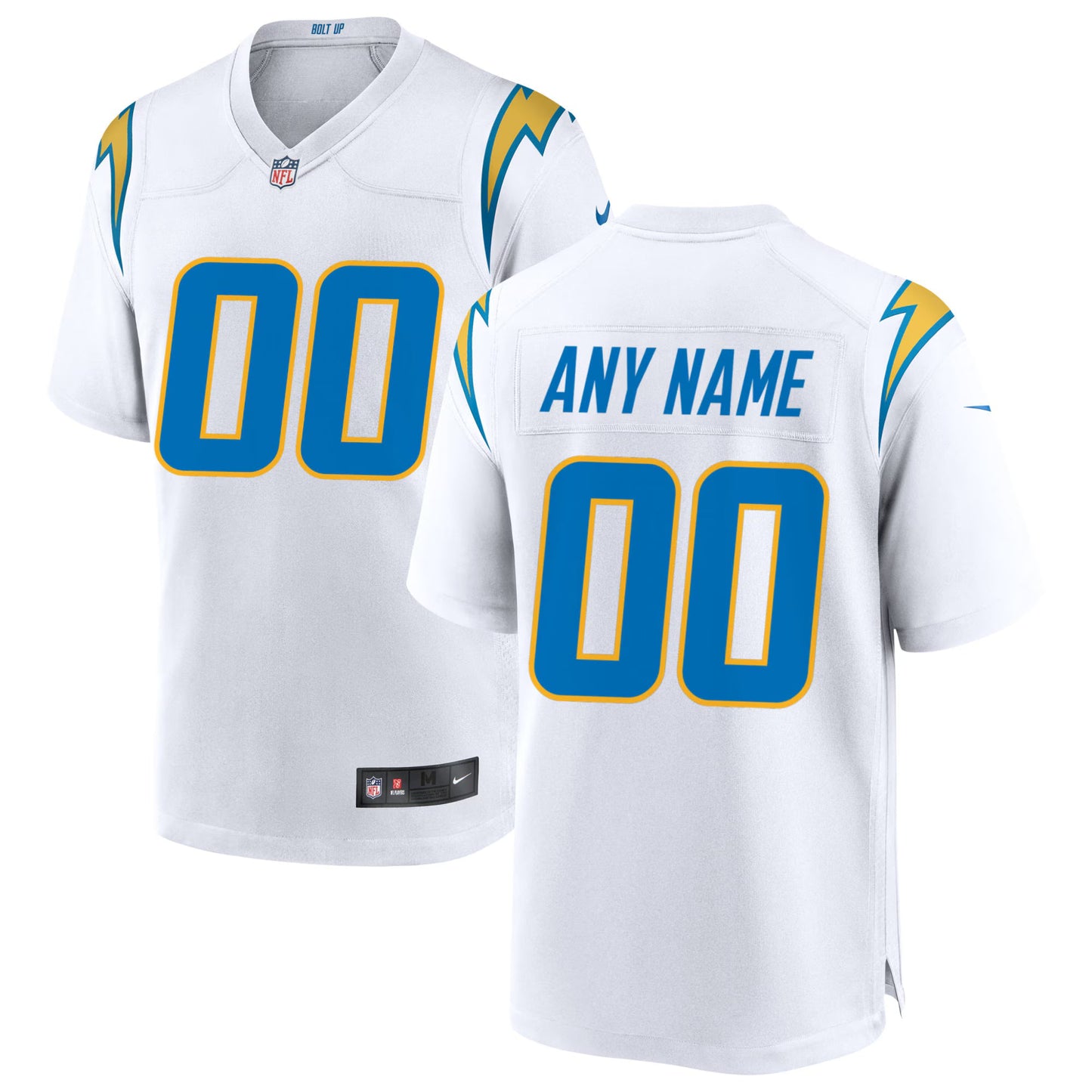 Los Angeles Chargers White Custom Game Jersey