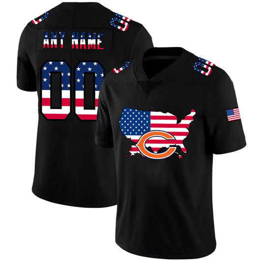 Custom1 Chicago Bears Football Black Limited Fashion Flag Stitched Jersey1 Football Jerseys