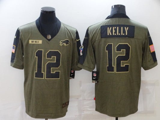 Men's Buffalo Bills Jim Kelly #12 Brown Game Jersey1