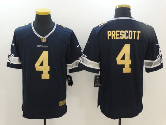 Men's Dallas Cowboys Dak Prescott #4 Navy Team Game Jersey1
