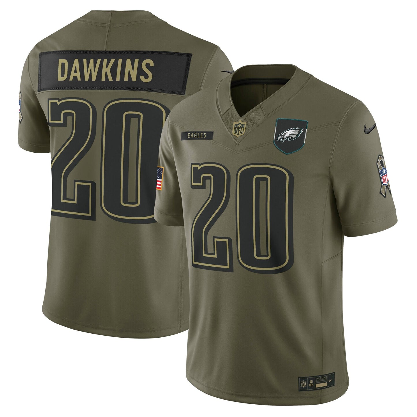 Philadelphia Eagles Brian Dawkins Olive 2025 Salute to Service Retired Limited Jersey