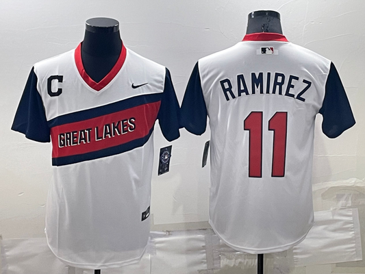 Men's Cleveland Guardians Jose Ramirez #11 White Replica Player jersey