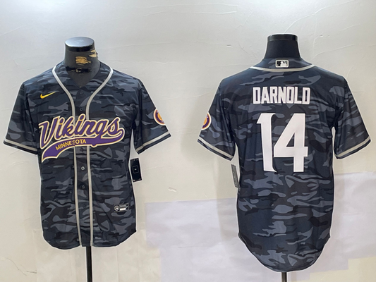 Men's Minnesota Vikings Sam Darnold #14 Grey Camouflage Game jersey