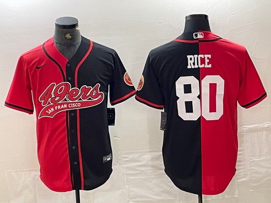 Men's San Francisco 49ers Jerry Rice #80 Red/Black Game Player jersey Joint Edition