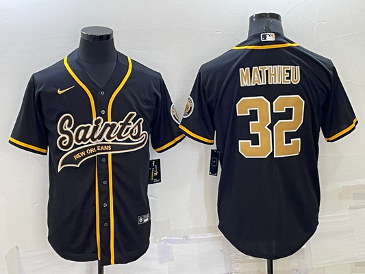 Men's New Orleans Saints Tyrann Mathieu #32 Black Game jersey Joint Edition